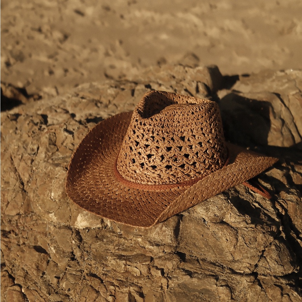 Woven Straw Cowboy Hat in Brown - Classic Beach & Festival Style